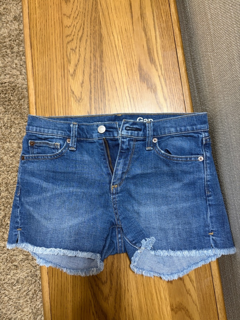 GAP Distressed Medium Blue Denim Cutoff Shorts